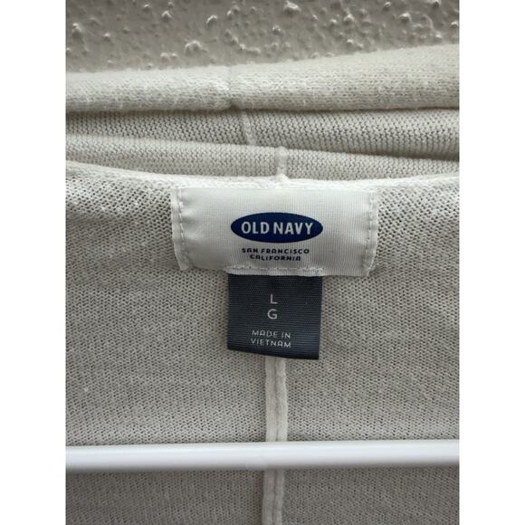 Old Navy Womens Cardigan Size Large White Open Front 3/4 Sleeve Cropped - Picture 4 of 10